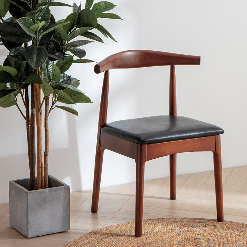 北欧牛角餐椅简约休闲咖啡厅餐厅设计师现代电脑椅靠背椅子两张