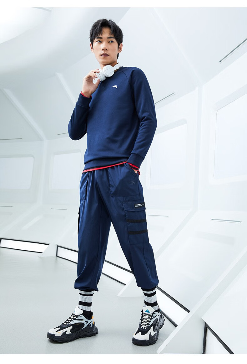 加绒保暖安踏anta官网卫衣男2021秋冬季新款休闲针织圆领套头时尚休闲