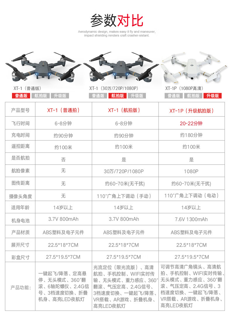 无人机 飞机xt-1高清实时航拍遥控飞机 光流定位智能定高折叠四轴飞行