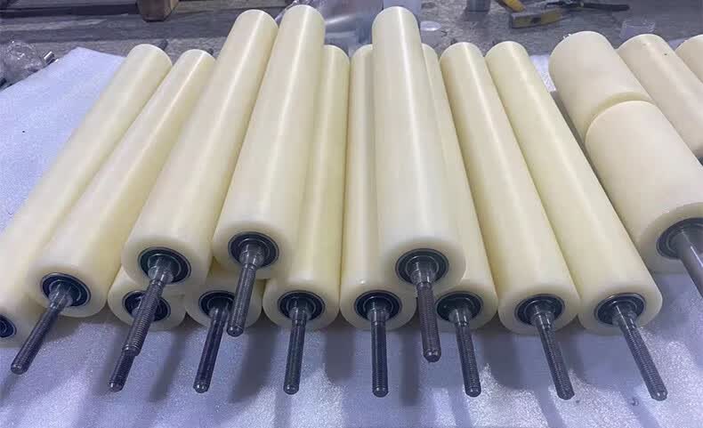 304流水线无动力胶辊尼龙滚筒包胶橡胶聚氨酯输送带辊筒滚轴托辊 碳钢