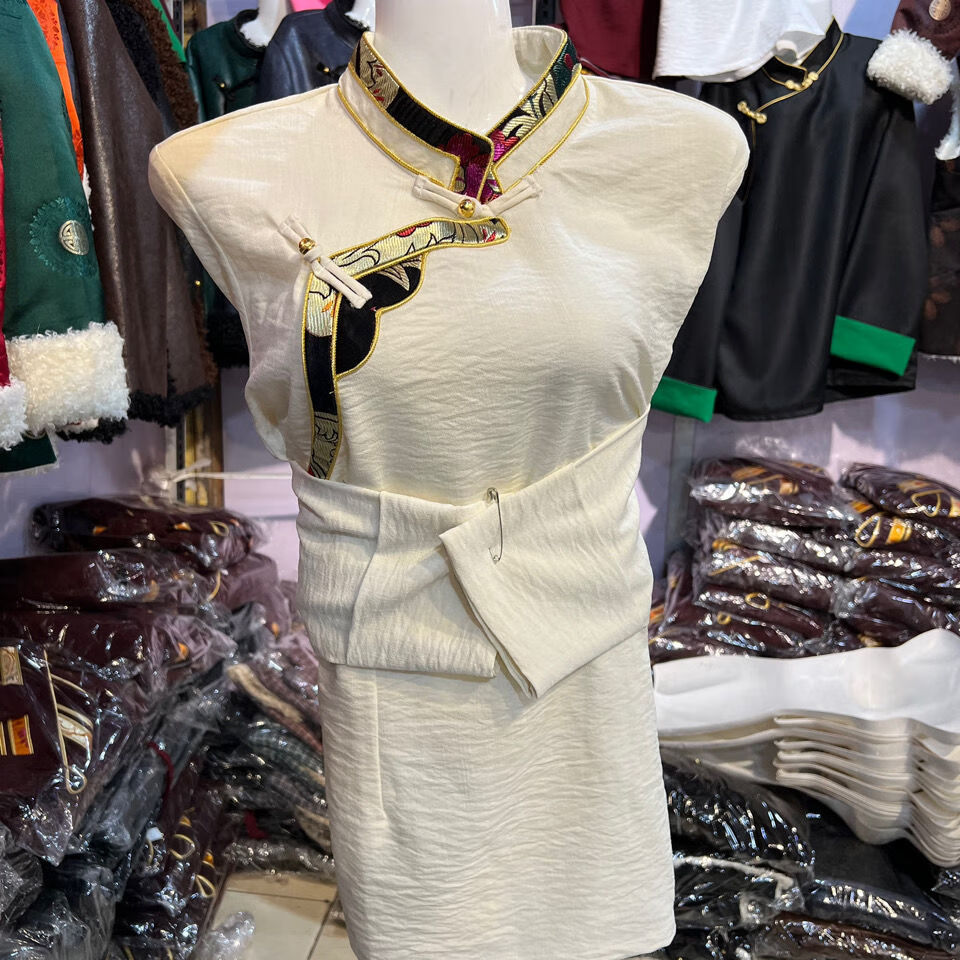 包花边衬衣内搭女修身情侣衬衫上衣外套藏服藏袍 白色 m【图片 价格