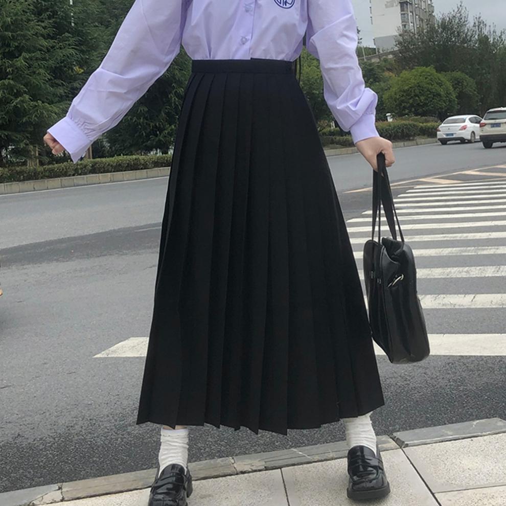 jk制服套装女夏季学院风格裙半身裙长裙学院风百褶裙秋冬长款裙灰色