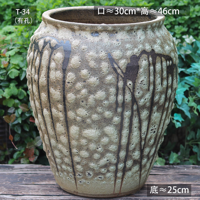 超大号粗陶瓷花盆创意特大号口径庭院阳台多肉绿植盆栽绣球大花盆t16