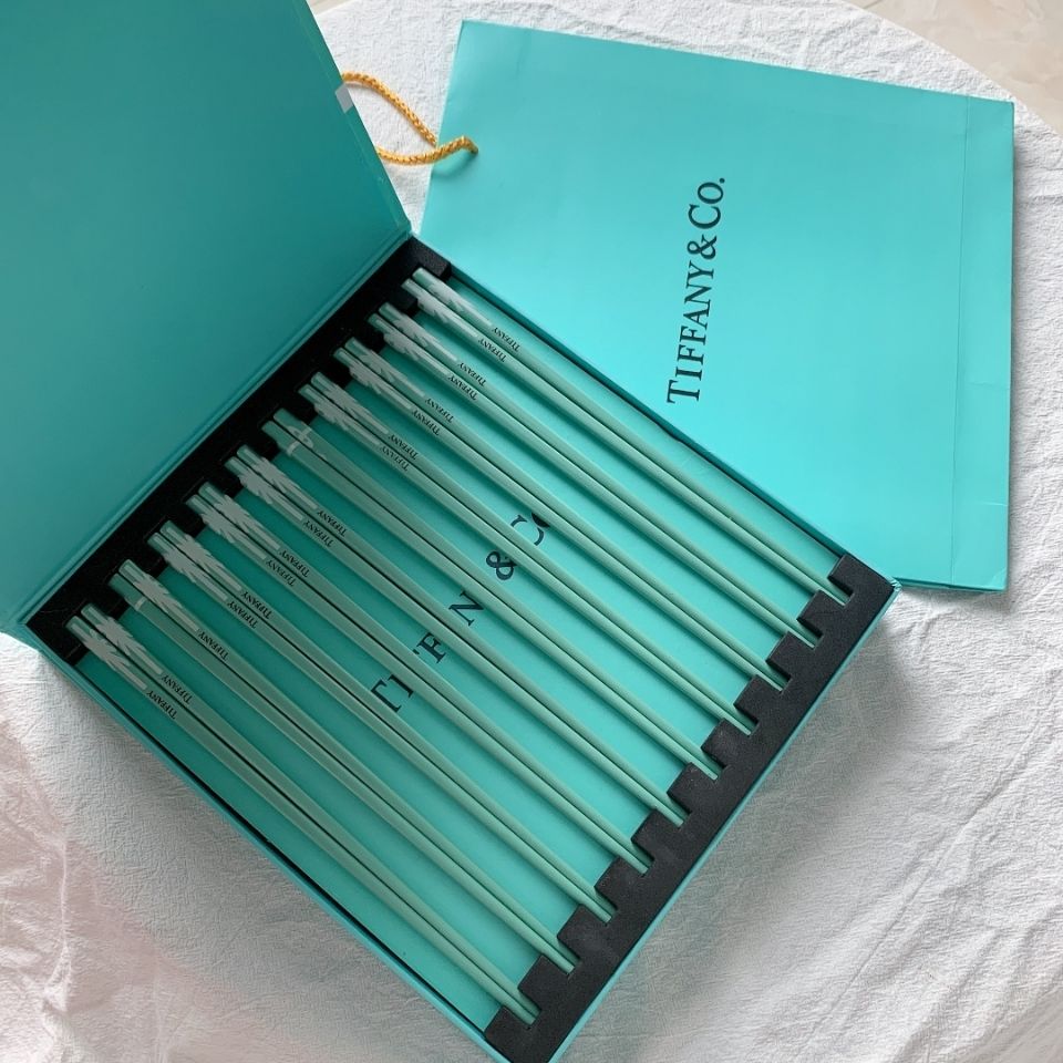 tiffany蒂芙尼炻瓷炫彩筷子10件套欧式高档防滑分色酒店防霉 tiffany