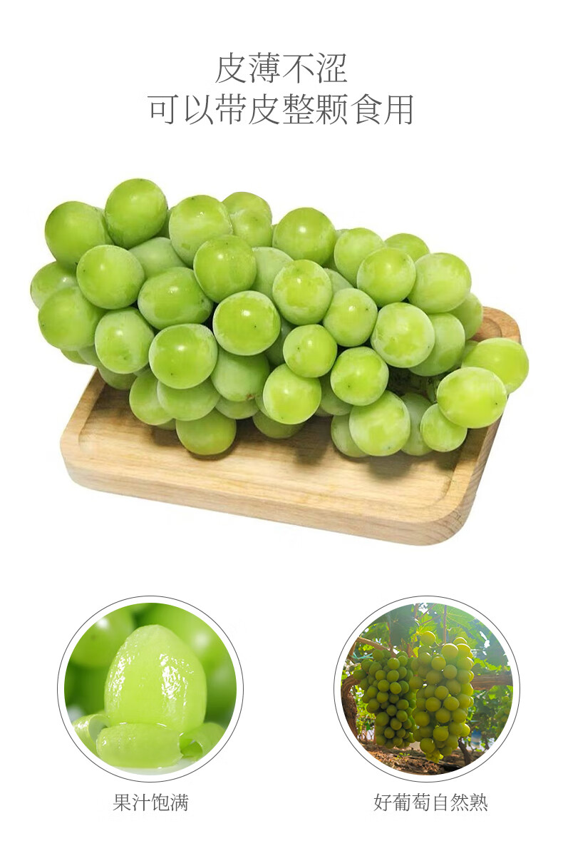 阳光玫瑰葡萄 云南晴王香印无籽青提子 新鲜水果 精选品质 送人送礼