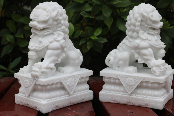 石雕狮子一对石狮子小号汉白玉摆件现代中式工艺品家居饰品 11厘米老