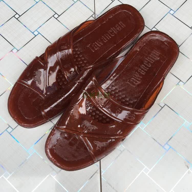 男士硬底生胶牛筋底拖鞋防滑耐磨男居家浴室旅店宾馆洗澡橡胶黄胶不