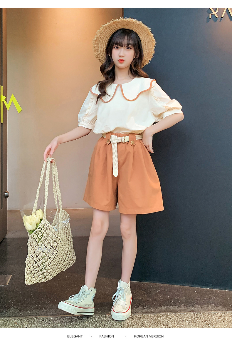 哈熙牛 女童套装夏季2022新款中大童洋气短袖夏装儿童套装女大童套装