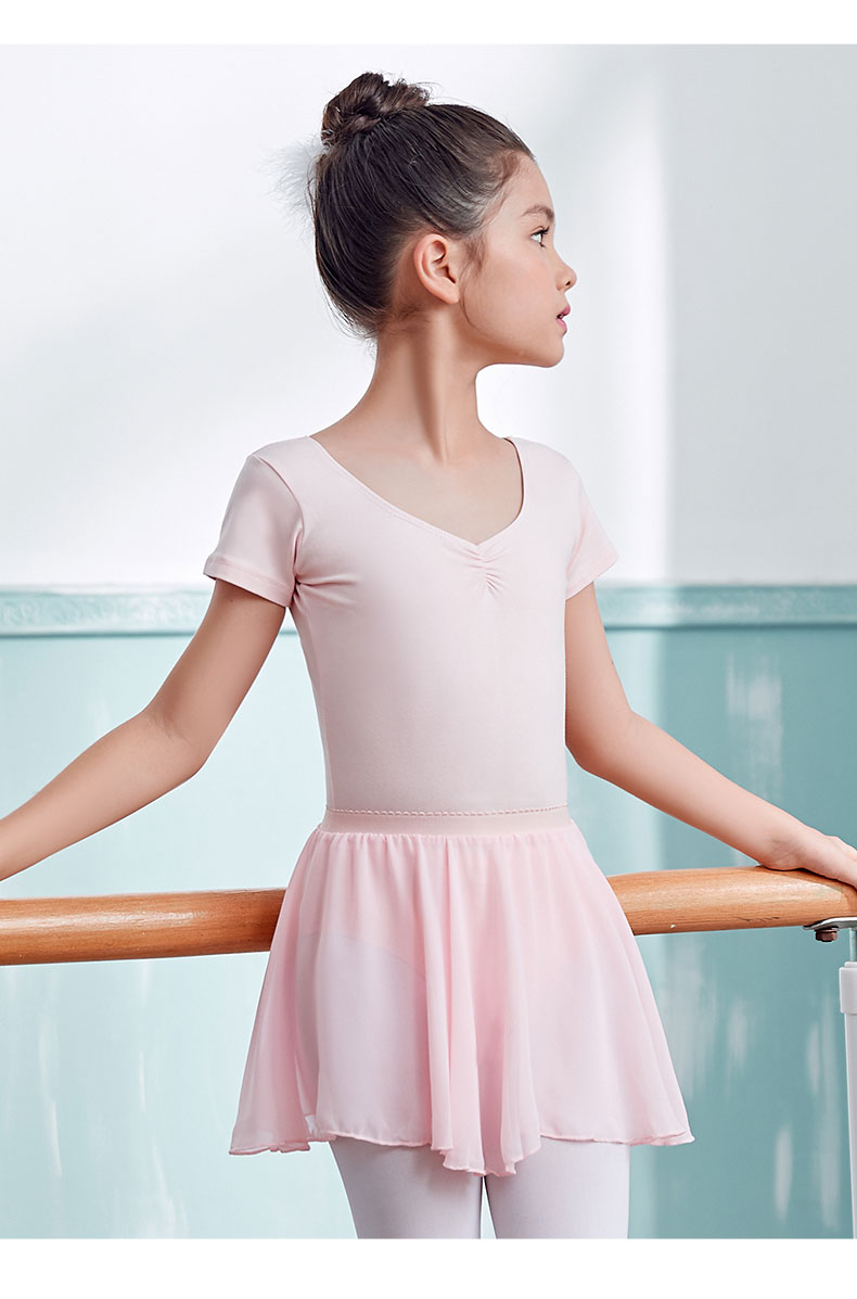 儿童舞蹈服女童练功服夏季短袖形体分体考级中国舞演出芭蕾舞裙的黑色