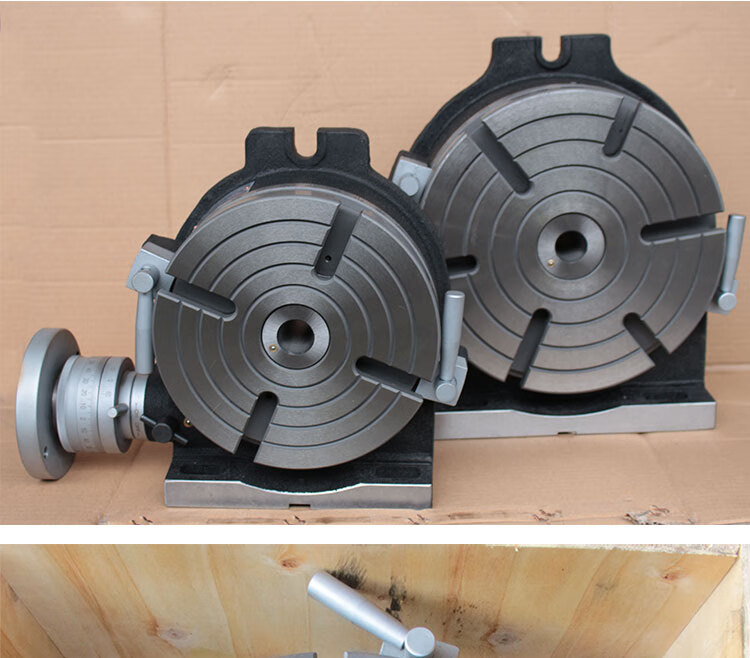 hv铣床卧式分度盘铣床旋转台分割器分度头立式两用手动简易转盘4寸100