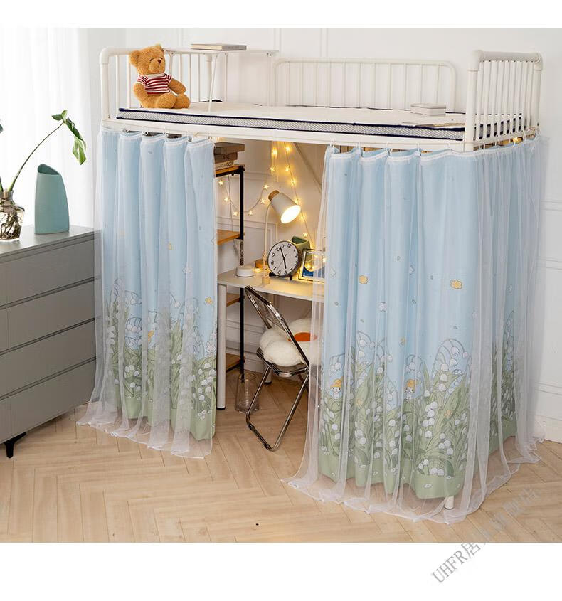 学生床帘宿舍下铺强遮光加厚上铺下床寝室厚款少女风全包带顶 芝士 1.