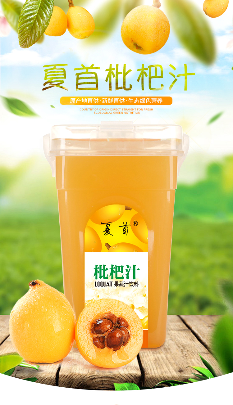 夏首枇杷果汁饮料纯果蔬汁350ml*6瓶整箱鲜榨网红果味果汁 枇杷汁350m