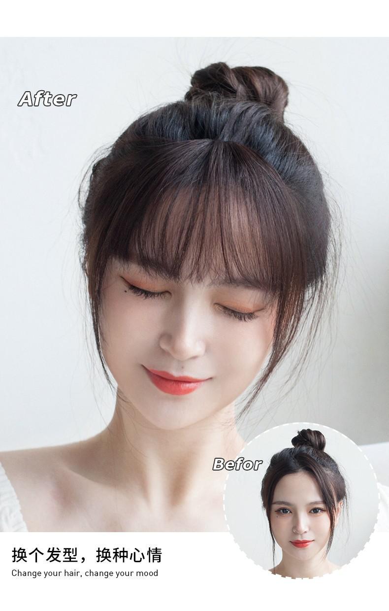 贝丽丝真发3d空气刘海假发女自然前额头顶补发小千代圆脸法式刘海假