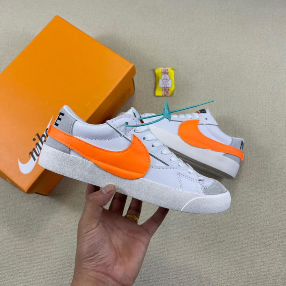 hkdq莆田纯原aj sb开拓者板鞋黄棕绿大勾男女鞋blazer low低帮纯原