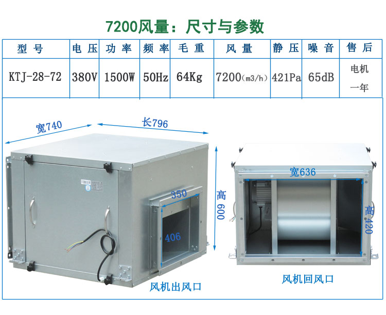 空調風櫃飯店商用新風養殖場降溫換風箱式櫃式離心靜音管道新風機ktj