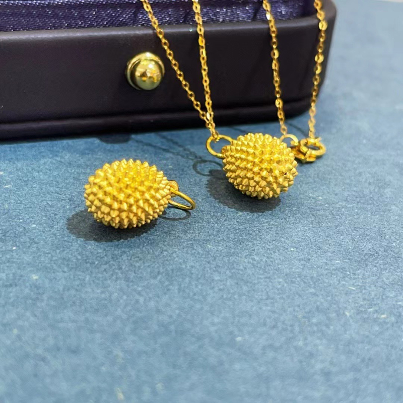 京越隆珠宝 黄金榴莲吊坠999足金坠子金榴莲项链锁骨链七夕情人节送