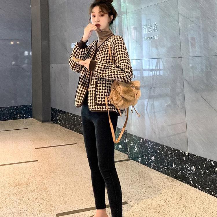 拉夏贝尔la短款外套女装2022年春款春秋新款韩版短款减龄外套女格子