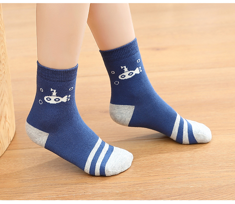 袜子纯棉男童春秋款12宝宝10岁15秋冬季薄款全棉软中大童男孩861五双