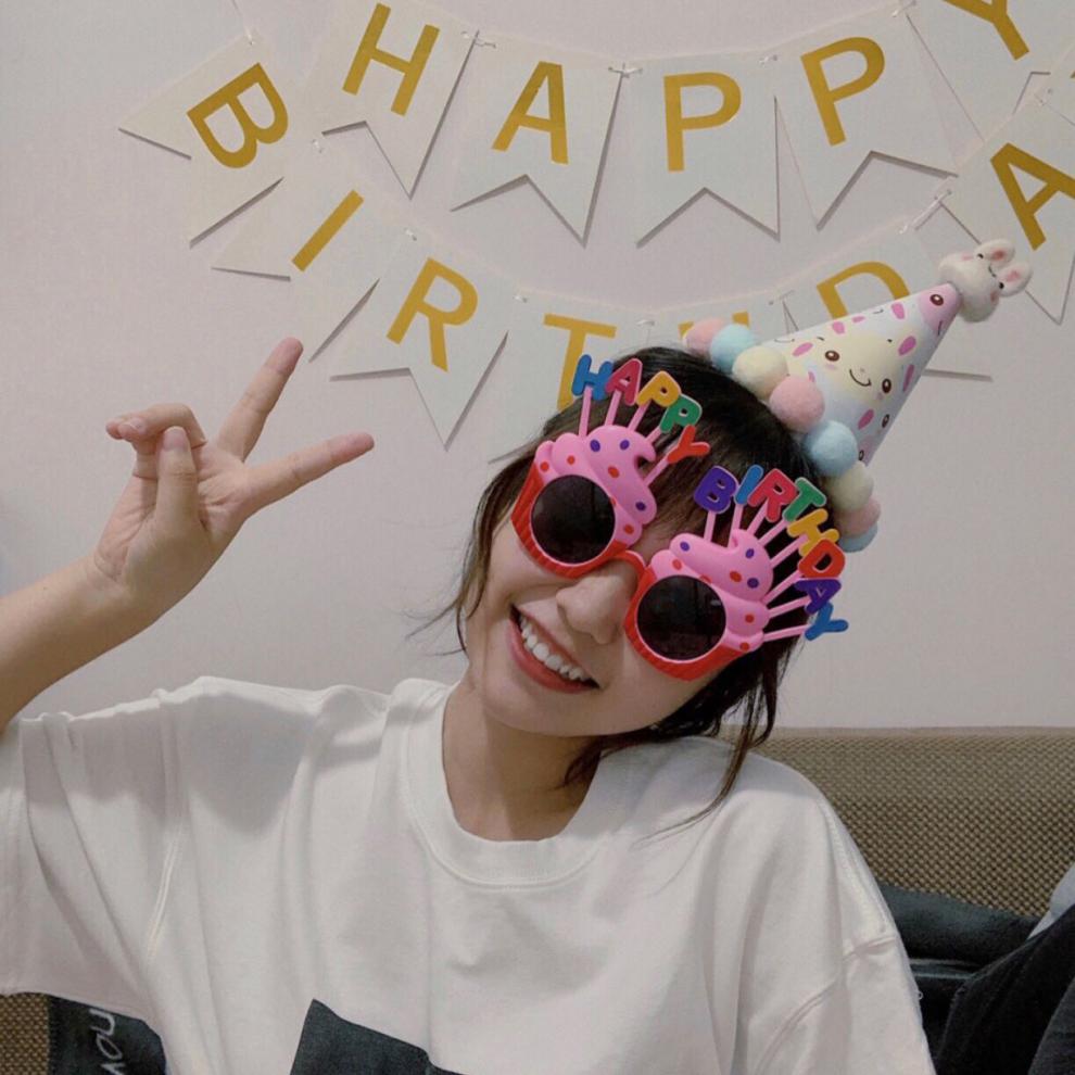 生日快乐眼镜搞怪蜡烛冰淇淋玩具自拍道具黄色冰激凌眼镜