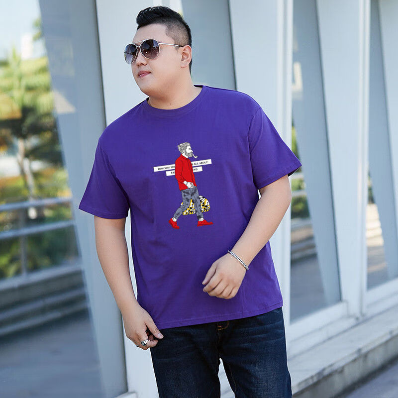 大码t恤男胖子短袖t恤男棉加肥加大码半袖打底衫圆领宽松薄款背心男