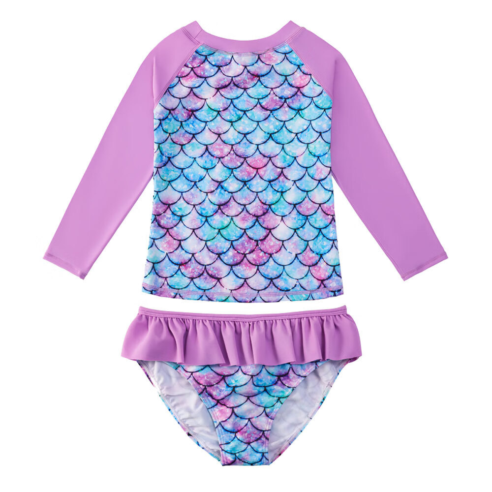 儿童分体泳衣长袖新款女童比基尼美人鱼防晒游泳装yy1065100cm