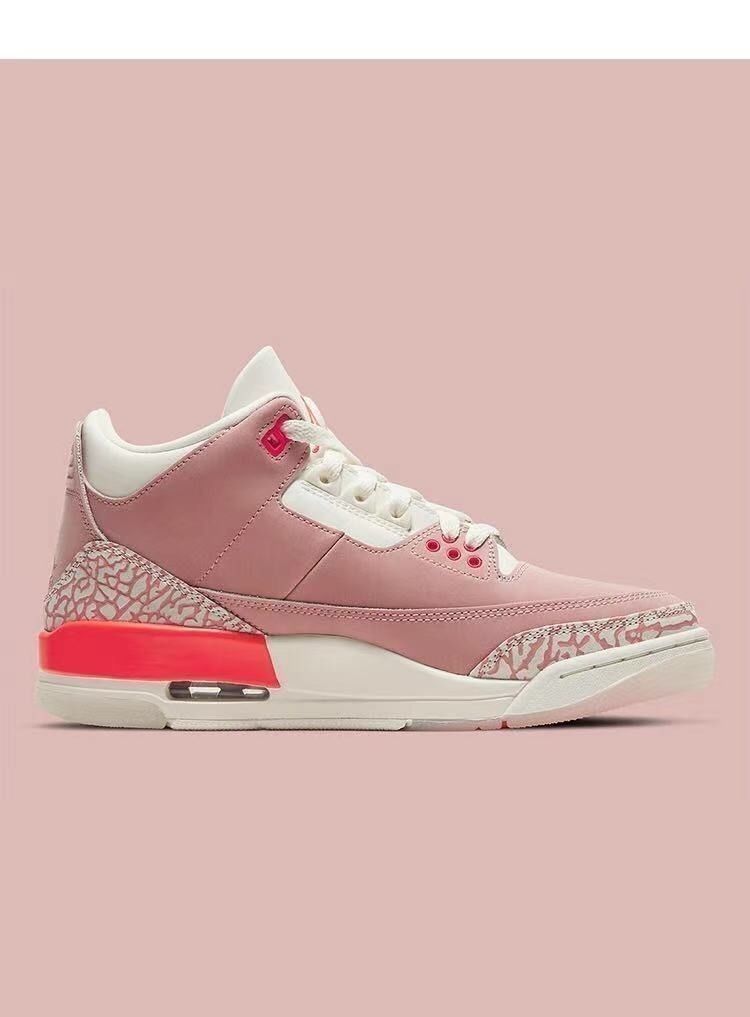 联名ins新款新款纯原aj3樱花粉女神白粉中帮休闲运动篮球鞋ck92aj3