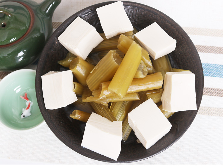 花梗咸菜酸盐菜温岭话(脚夹虾)烧豆腐下饭菜腌菜浙江台州特色泡菜