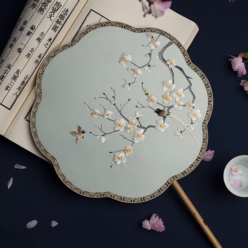 冠禄 团扇刺绣古风折扇女男古风团扇苏绣双面刺绣古典宫扇配饰特色