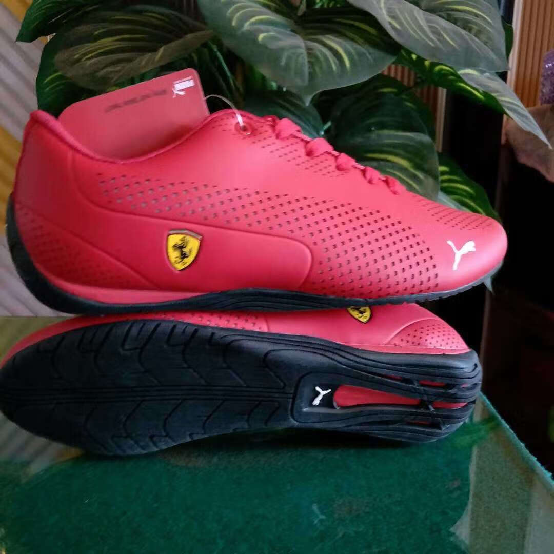 2021新款经典法拉利赛车鞋男鞋冲孔透气孔运动休闲鞋皮面鞋跑鞋红色39