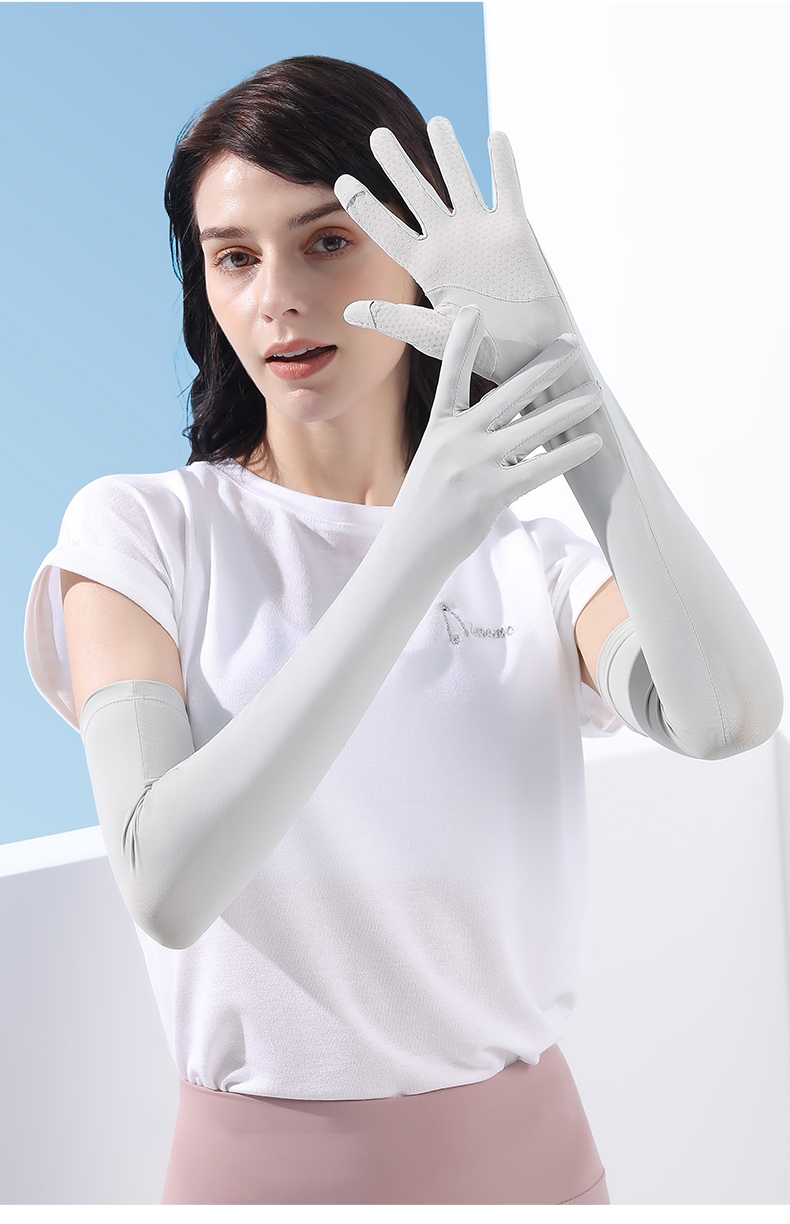 活莉冰爽防晒袖套女夏季冰丝手套薄款防紫线开车护手臂防滑透气冰袖