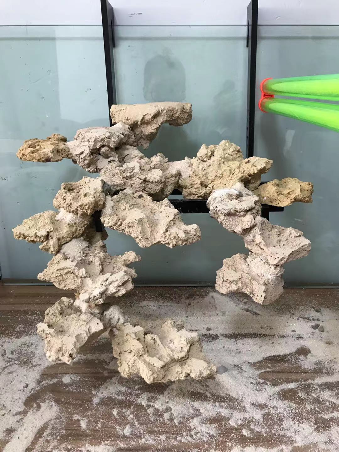 海水鱼缸悬浮造景支架珊瑚死石活石水族背滤背包鱼缸悬空亚克力 黑色