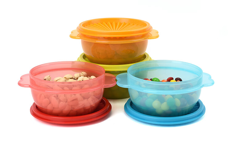 特百惠tupperware400ml保鲜盒开合易圆碗4件套食品冷藏零食储藏保鲜