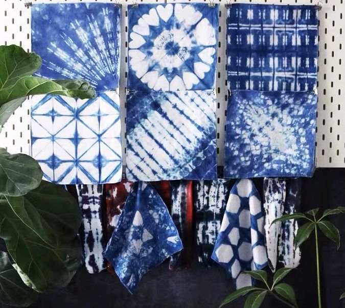 倧喜 手绢 女手帕扎染蜡染草木染幼儿园扎染小方巾全棉纯白布刺绣手绢