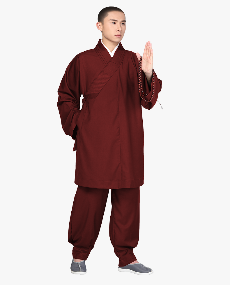 尚远春夏羊毛密宗色僧服罗汉褂两件套装僧装僧衣罗汉衫佛教红色传统裤