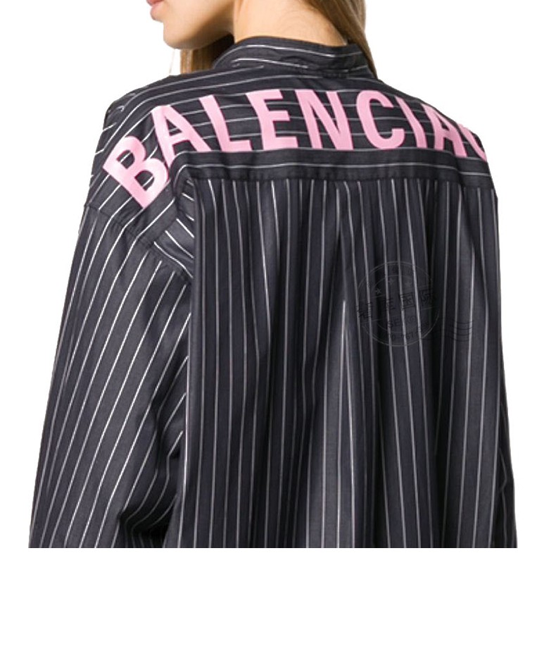balenciaga巴黎世家衬衫女式长袖条纹长款领结衬衣520497tgm041070