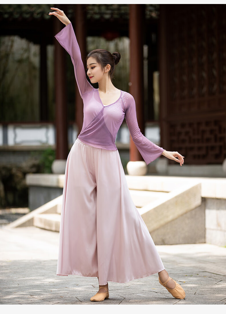 菲梵舞后烫钻舞蹈服套装基训古典舞纱衣身韵服教师民族舞蹈练功服上衣