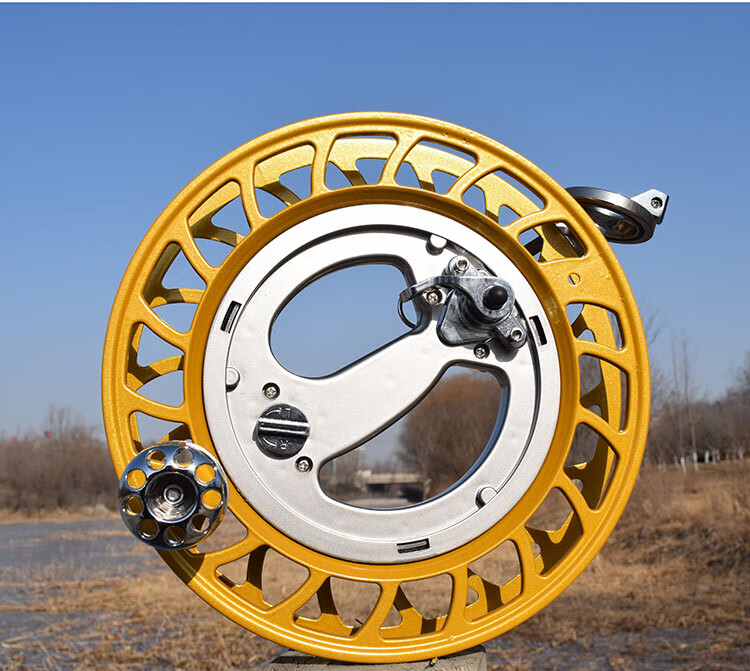 风筝轮防倒转带手刹风筝线盘潍坊手摇万和轮盘大风筝专用定制28cm金色