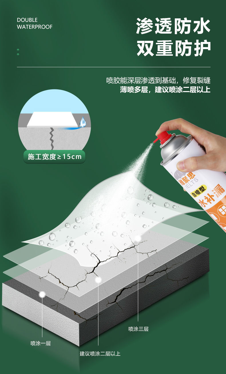 屋顶防水补漏喷剂胶喷雾楼顶材料外墙房顶自喷堵漏王防漏涂料神器小