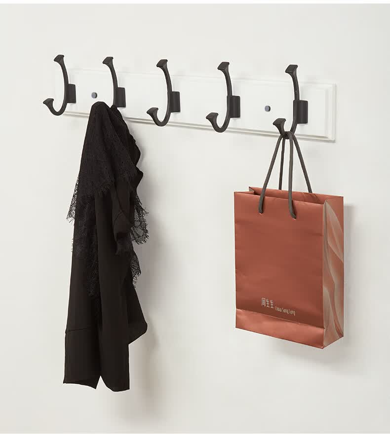 美式挂钩墙壁挂衣帽架门后玄关创意墙上衣帽钩实木楠竹挂衣服架子斯