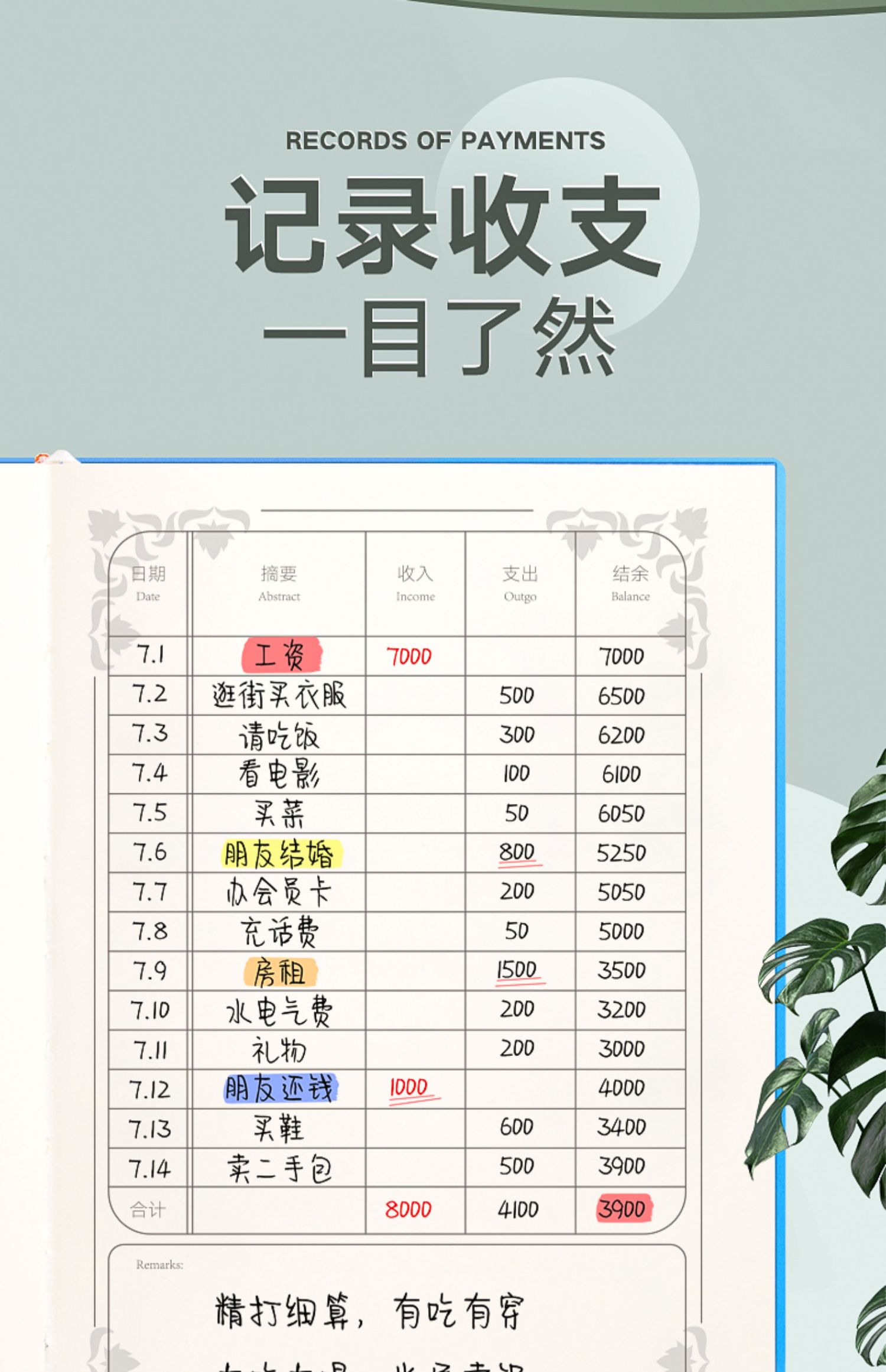睿缘a5记账本家庭理财笔记本手帐明细账现金日记账本家用每日流水生活