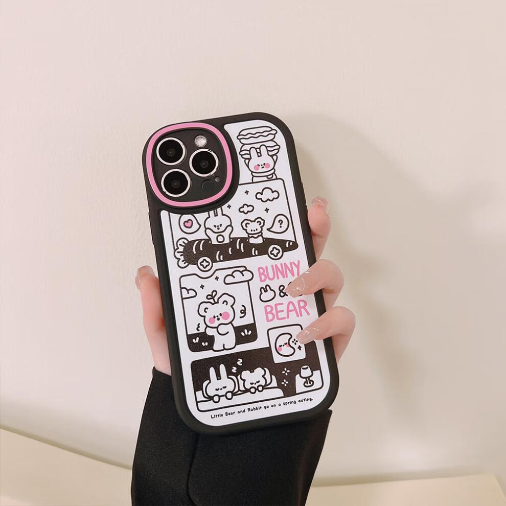 例米涂鸦简笔画iphone13promax苹果12手机壳11磨砂xr甜酷xs14保护套