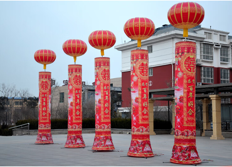 活动庆典空飘气球【品质保证】新型灯笼立柱开业布置带条幅活动庆典