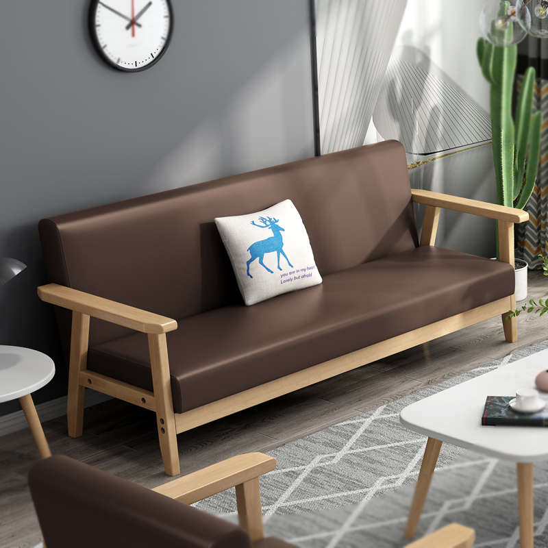 邦将布艺沙发小户型北欧实木出租房客厅简易卧室简约现代单三人沙发椅