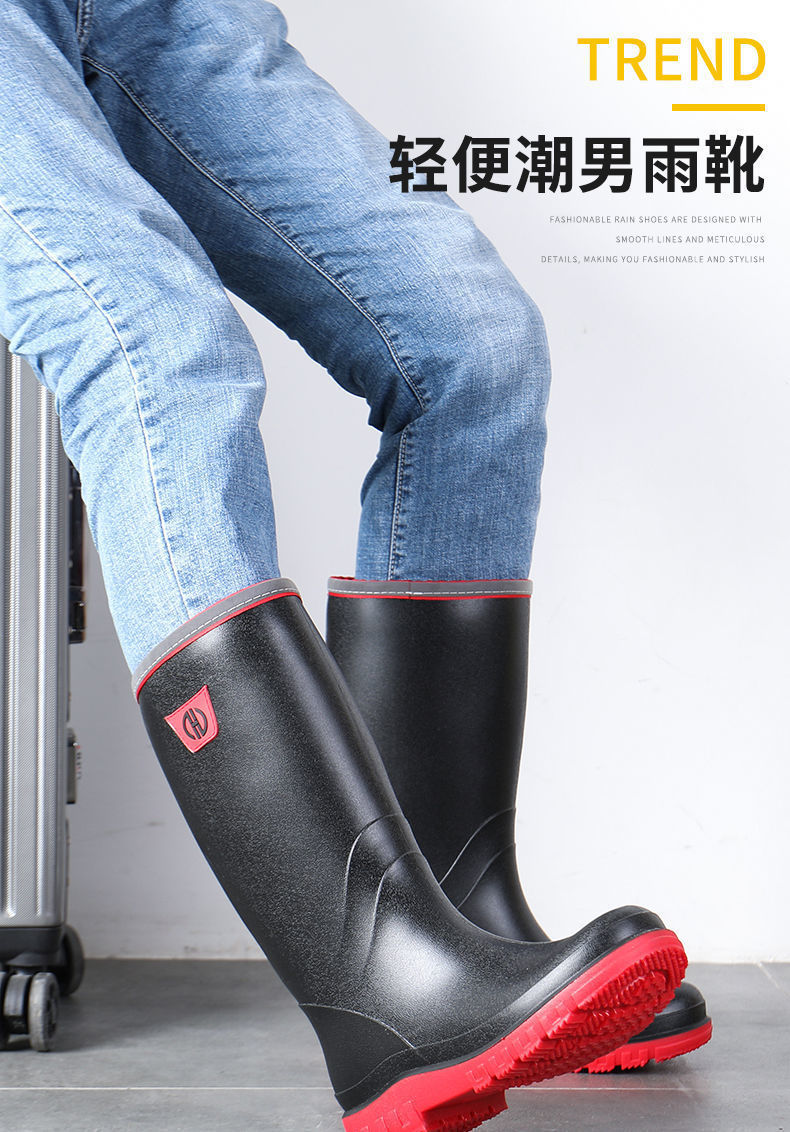 纯门雨鞋男防滑高筒水鞋雨靴加绒保暖水鞋男网红厨房工作钓鱼胶鞋蓝色