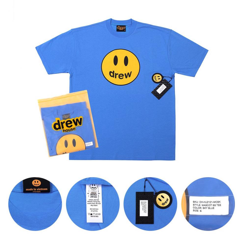 drew house短袖官方旗舰贾斯汀比伯男女情侣同款高街笑脸短袖t恤潮