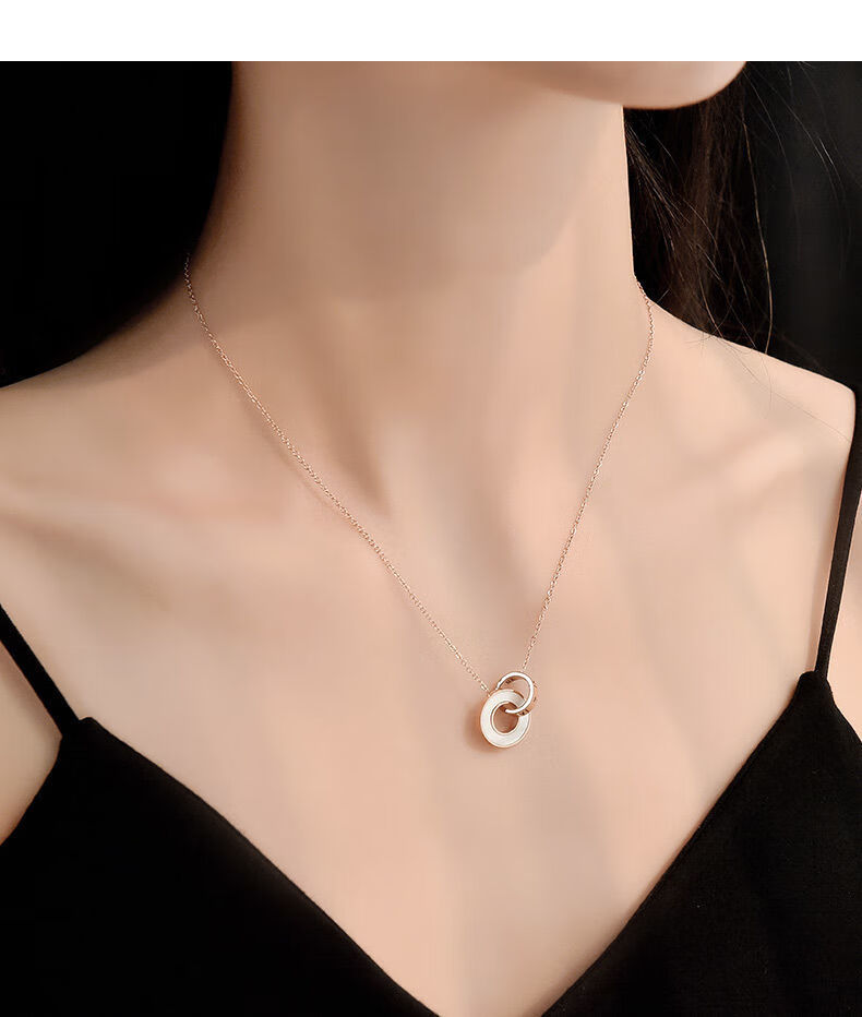 日韩小ck罗马双环项链女ins不掉色轻奢情侣锁骨链新款情人节礼物罗马