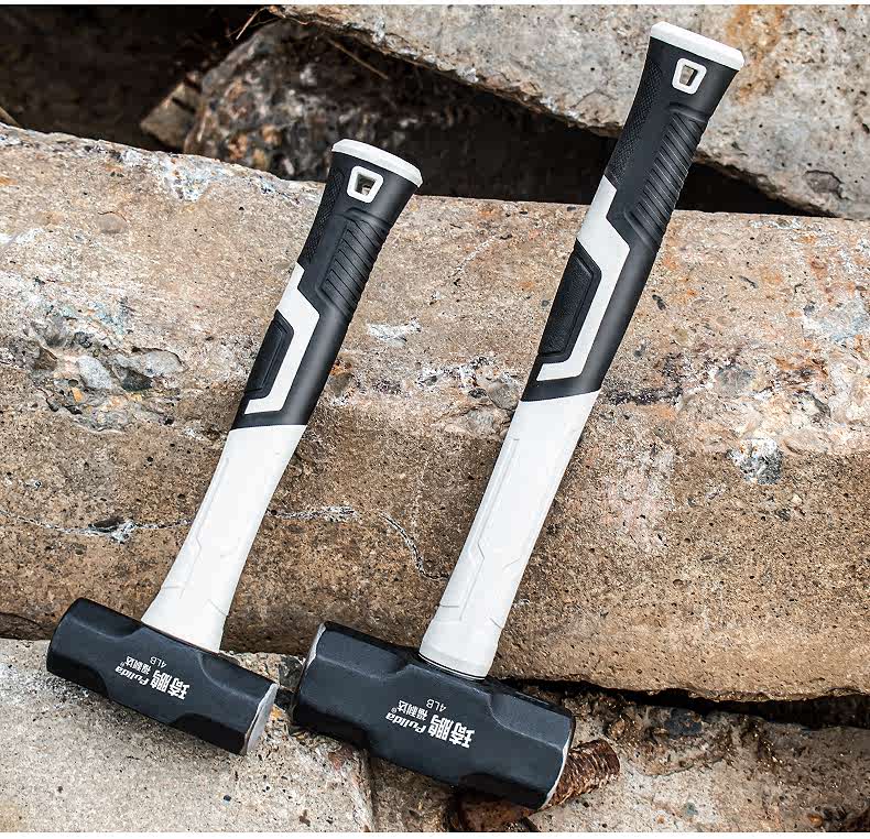 榔头铁锤子工地用八角锤子木工工具八磅家用手锤纯钢重型大号一体包塑