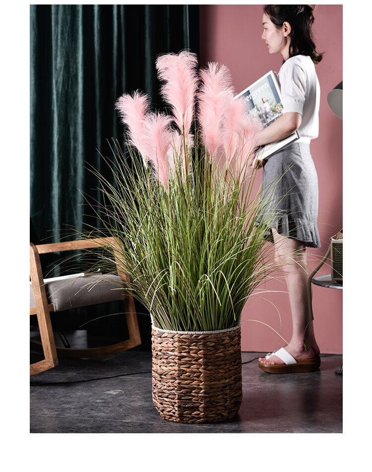 北欧创意ins仿真花植物芦苇草装饰盆栽摆件客厅橱窗绿植大型盆景 90cm