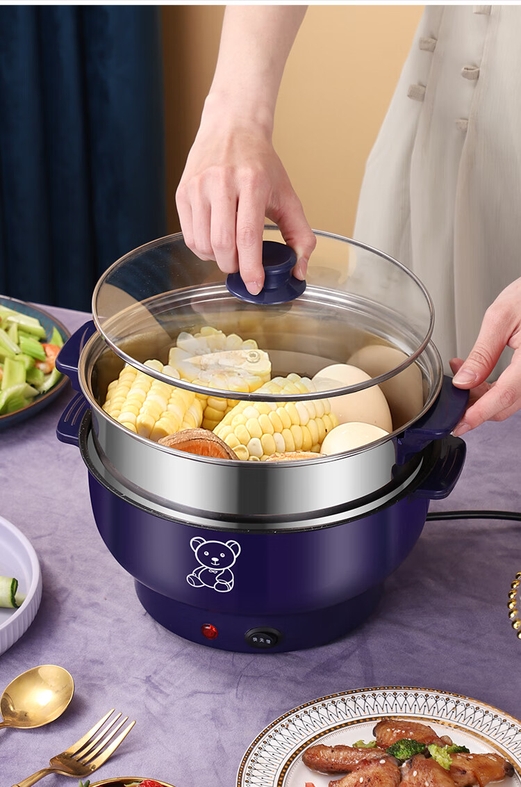 2021新款万能锅家用多功能电煮锅一体式火锅学生锅网红锅麦饭石电炒菜