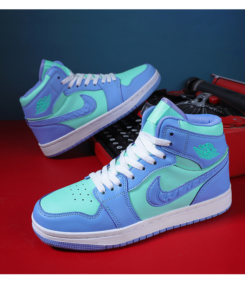 季新款莆田潮鞋款aj高帮休闲板鞋超纤皮平跟时尚百搭四季款潮鞋白丝绸